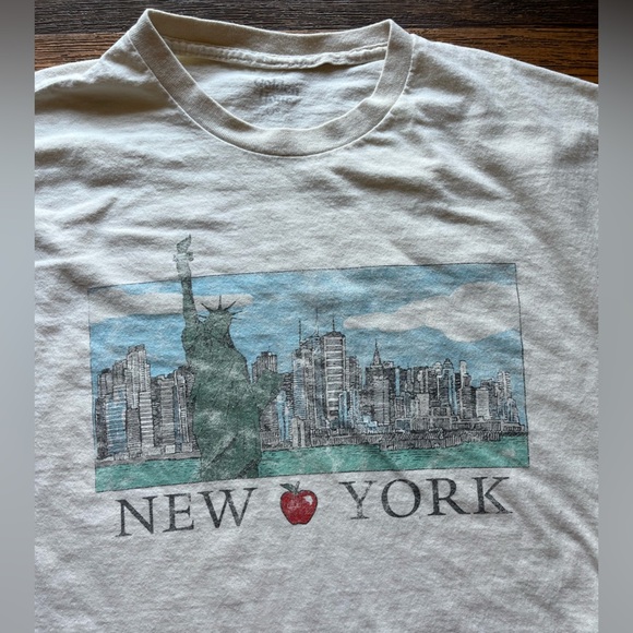 Women's Golden Hour T-Shirt White New York One Size Big Apple Liberty Oversized - Picture 2 of 10